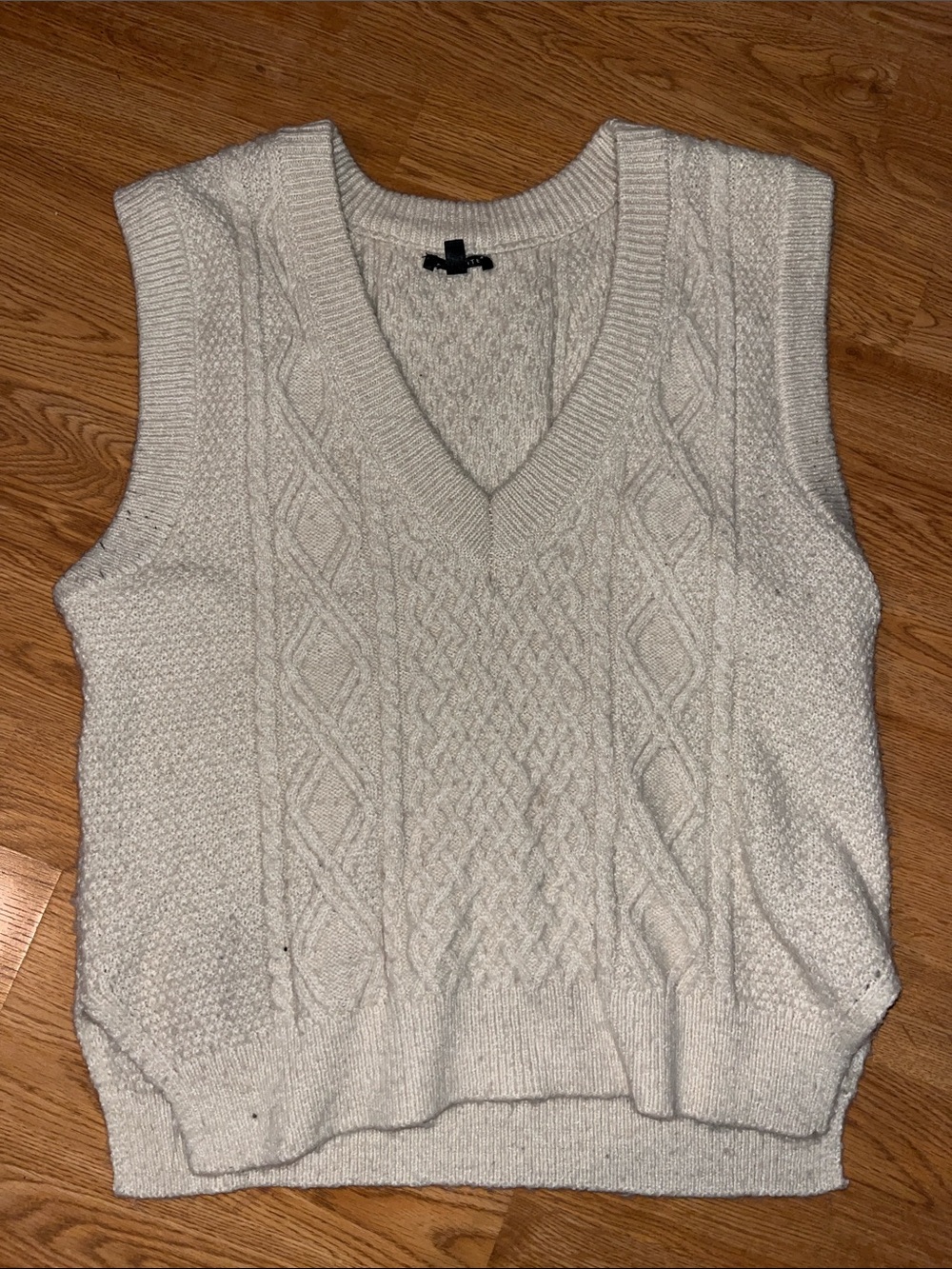 Dynamite Cream Cable Knit V-Neck Sweater Vest